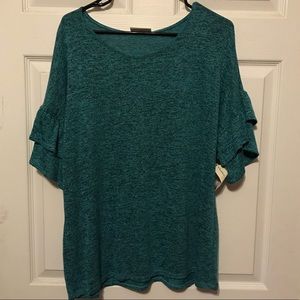 Blue and black washed shirt.